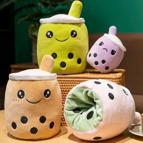 Plush Dolls New Reversible Boba Plush Toys Double-Sided Bubble Tea Soft Doll Stuffed Two-sided Boba Milk Tea Toy Xmas Gifts for Kids z241212