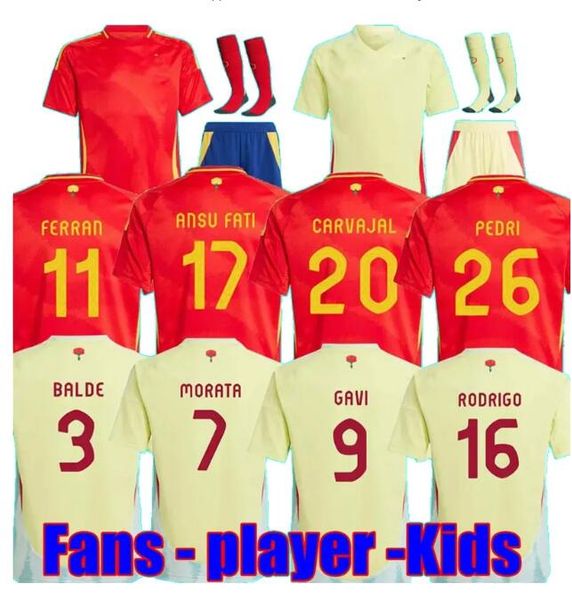 24 Euro Spain soccer jerseys ANSU FATI GERARD espagne GAVI CUBARSI 24 -25 RODRIGO Spanish Player version spanien football shirts women kids