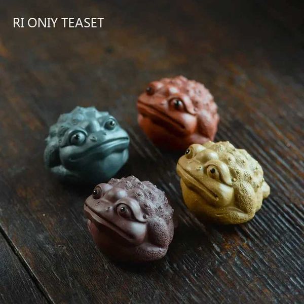 Yixing Purple Clay Tea Pet Lucky Golden Toad Statue Decoration Handicrafts Chinese Tea Set Art Decoration Gifts W240815