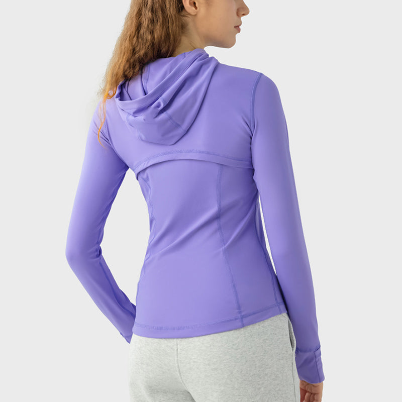 Define Hooded Jacket Nulu LU-46 LU-78 Autumn Winter New Zipper Jacket Quick-Drying Yoga Clothes Long-Sleeve Thumb Hole Training Running Jacket Women