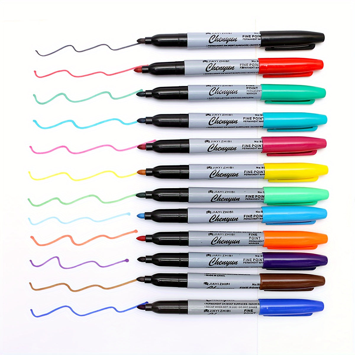 TEMU 12pcs Colorful Fine Point Permanent Markers Ideal For Classroom, Office, Kitchen, And More Durable And Long-lasting