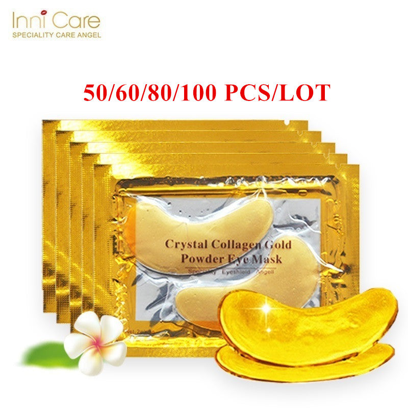 InniCare 50-60-80-100 Pcs Crystal Collagen Gold Eye Mask Anti Dark Circles Beauty Patches For Eye Skin Care Korean Cosmetics