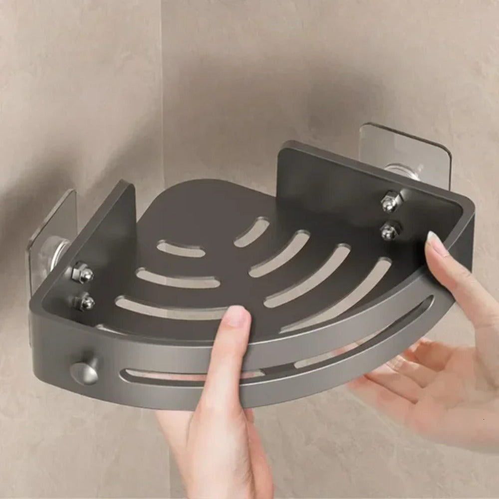 New Shampoo Rack Bathroom Shelluminum Alloy Makeup Storage Organizer Shower Accessories No Drill Wall Corner Shelf 2025