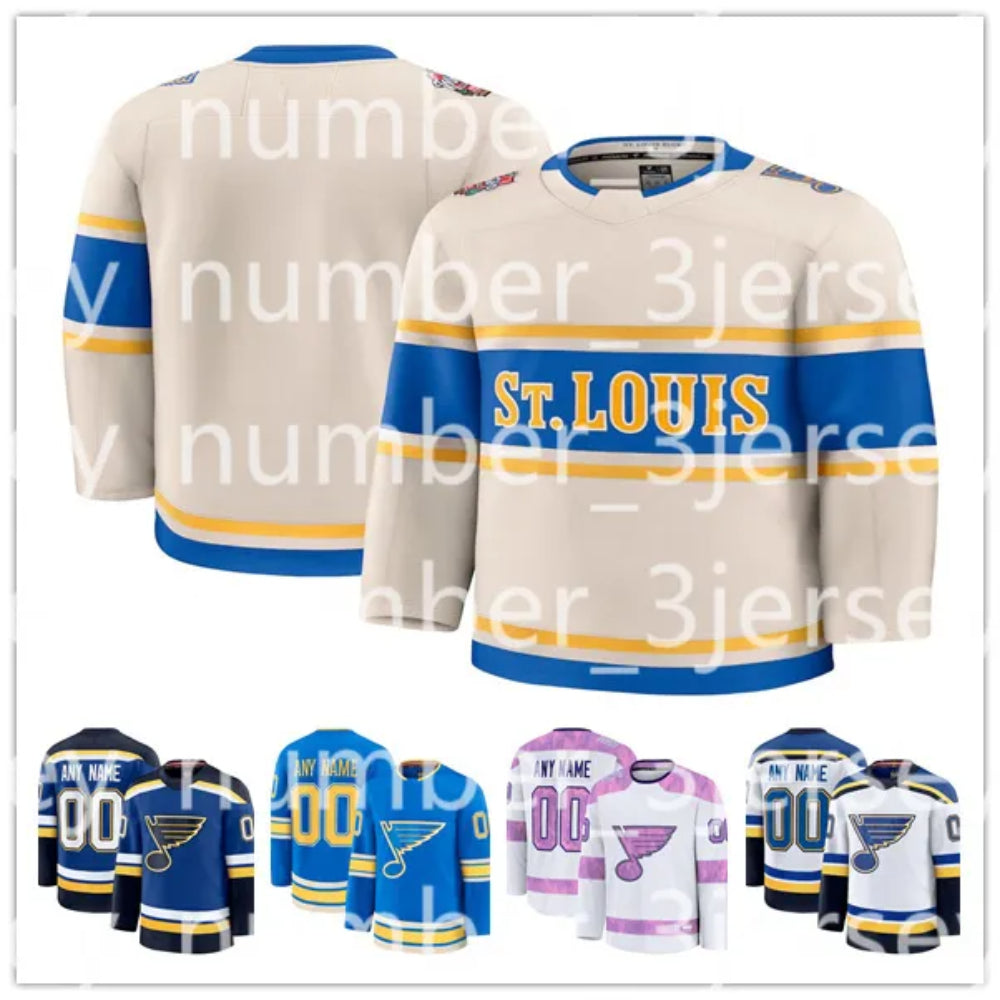 NHL Kyrou Blues Hockey Jersey Zack Bolduc Radek Faksa Justin Faulk Ryan Suter Scott Perunovich Nathan Walker Mathieu Joseph Alexey Toropchenko Dylan