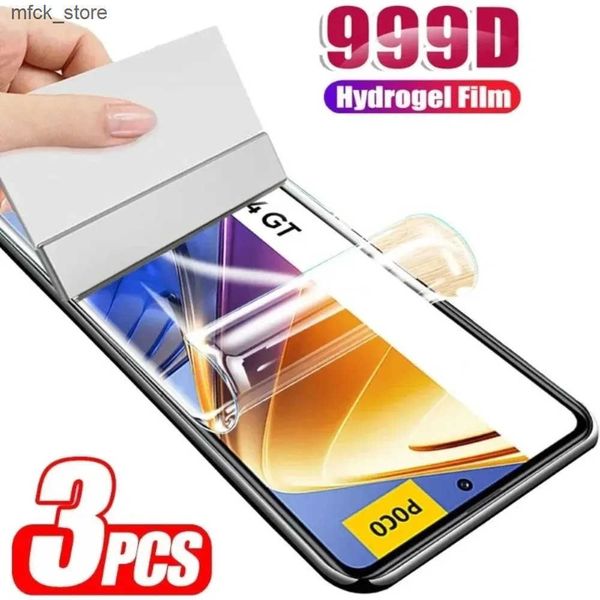 Cell Phone Protectors 3Pcs Hydrogel Film X6 X5 X3 X4 5G M3 M4 F5 F4 GT F3 Screen Protector for Poco M5 M5S M6 Pro Not Glass J241202