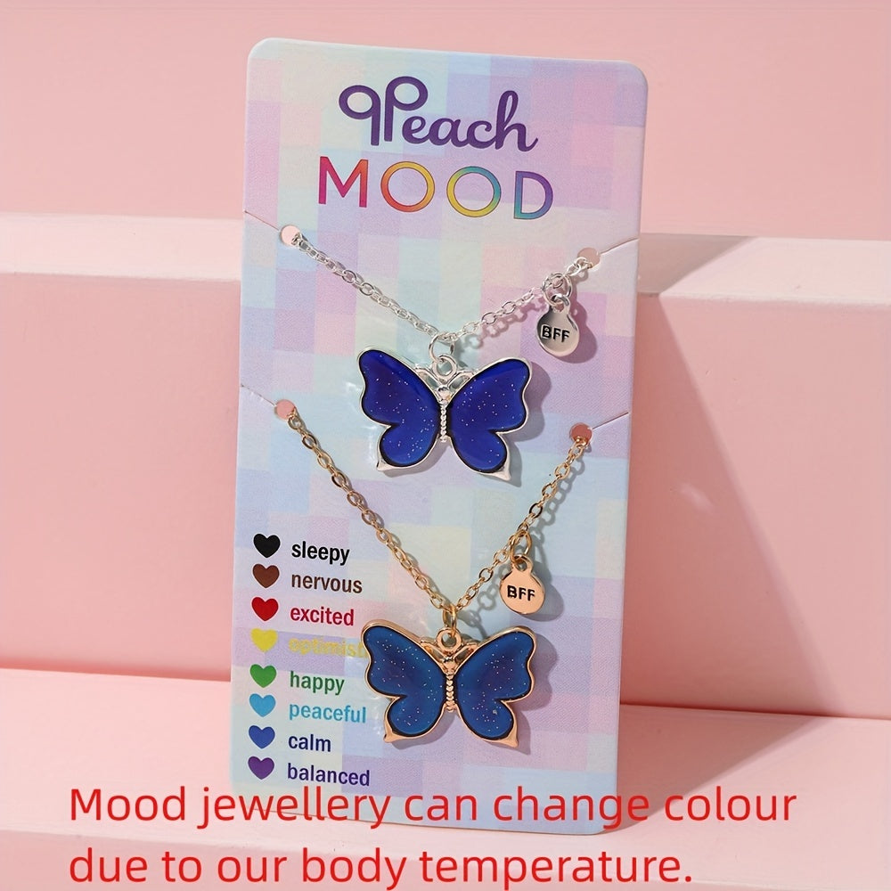 TEMU 2pcs Creative Necklace, Color Changing Follows Temperature, Cute Pendant, Adjustable Necklace, Brief Design, Gift For Family And Party