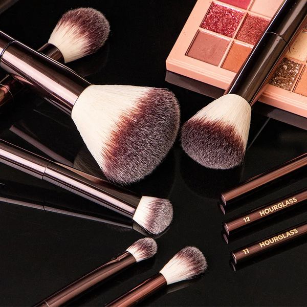 Makeup Brushes Hourglass Makeup Brush-Portable 7Pcs MINI Natural Hair Brushes Set-Powder Foundation Eyeshadow Travelling Makeup Tools 241107