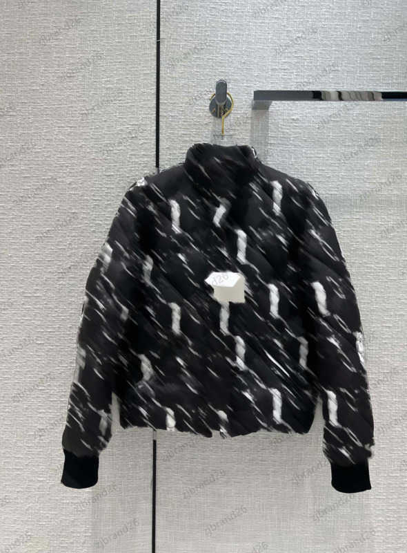 Jackets Women Winter Coat Down Parkas Reversible Short Printing Puffer Coats Metal Zipper Heavy Ribbed Design Outerwear Fashionable Joker Womens Clo