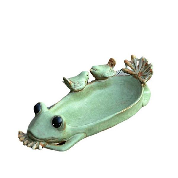 Decorative Plates Cartoon Frog Ceramic Crafts Cute Creative Fruit Plate Living Room Decoration Bird Flower Pot Decoration Ornaments CL250121