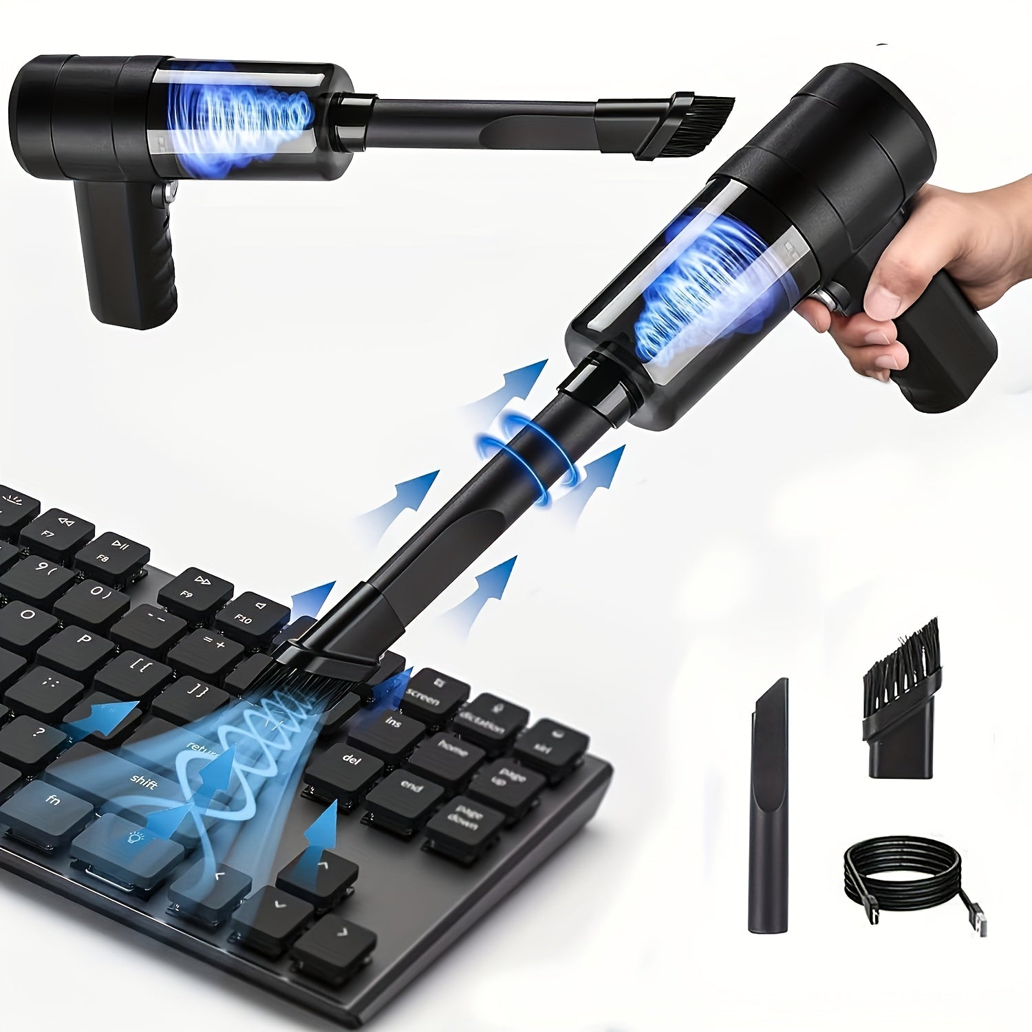 TEMU 9000 Pa Twin Turbine Motor Cordless Handheld Vacuum Cleaner, Mini Cordless Vacuum Cleaner For Cars, Ultra Powerful, Cordless, Portable, , Comes