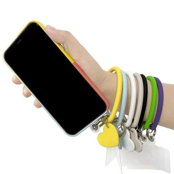 Straps Charms Silicone Heart Loop Cell Hand Wrist Strap With Key Chain Holder - Universal Mobile Phone Stra For All Smartphones J241108