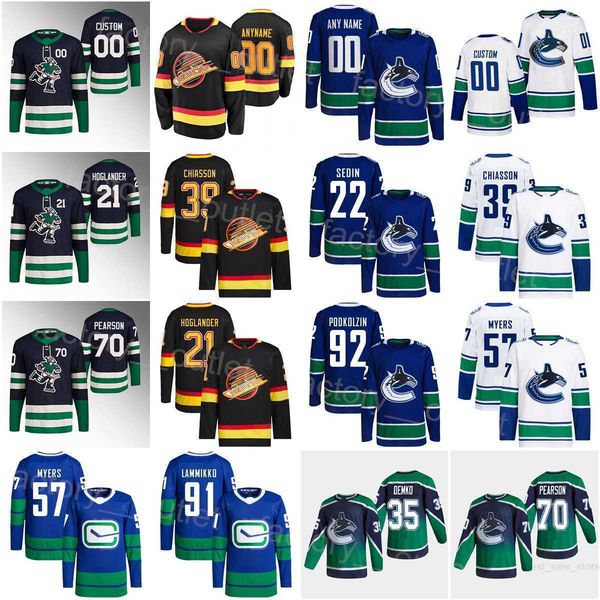 Vancouver Hockey Canucks 57 Tyler Myers Jersey 35 Thatcher Demko 22 Daniel Sedin 21 Nils Hoglander 70 Tanner Pearson 92 Vasily PodkolzinNhlS