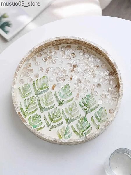 Decorative Plates Ahunderjiaz-Light Luxury Round Shell Household Fruit Plate Jewelry Storage Decoration Tray Scandinavian Style Home Decorat