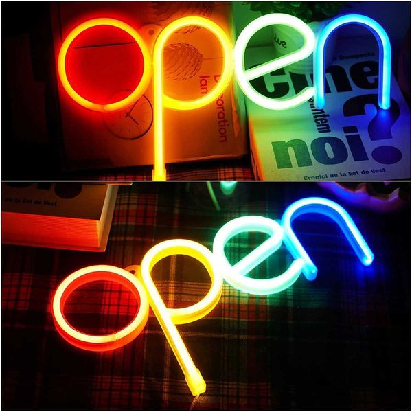 Open Neon Sign LED Neon Night Light Colorful Illumination Decorative Luminous Letter Light Used for Windows Bars Hotels Coffee Shops B240817