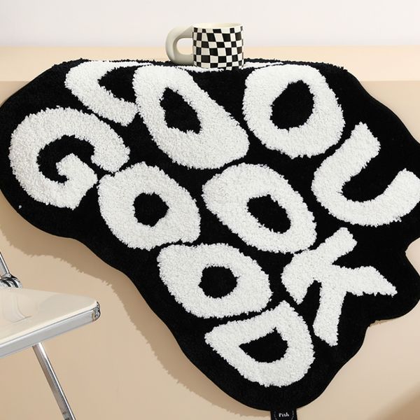 Rugs Black Top Designer Rug Letter Flocking Simple Home Decoration Interior Carpet Floor Mat Bed Bedroom Suitable as A Christmas Gift Room C