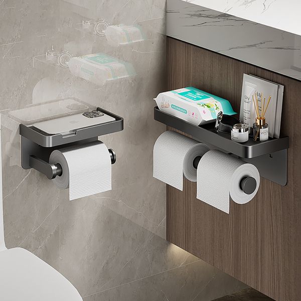 Toilet Paper Holders Large Toilet Paper Holder WallMounted Paper Roll Holder With Storage Tray Toilet Organizer Phone Stand Bathroom Accesso