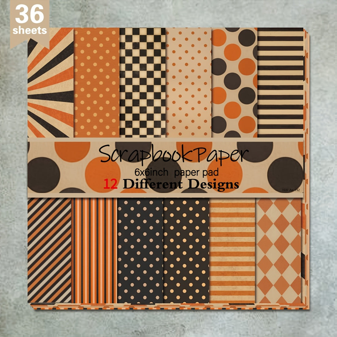 TEMU 36pcs Paper Pad, 6x6 Inches - Orange, Patterns | Versatile Craft Cardstock For Diy Projects, Card Making & Decorative Backgrounds, Scrapbooking