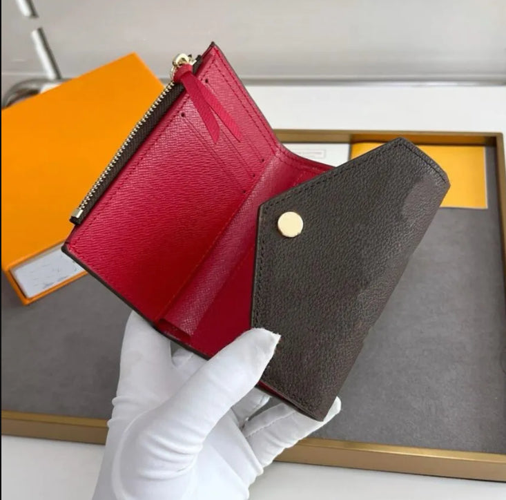 High quality Luxury women short wallet small wallet designer bag coin purse card holder rosalie victorine classic flower grid Gold buckle wallets wi