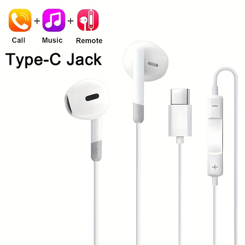 TEMU Yusyouc Type-c Earphones Are Wired In-ear Headphones Compatible With Most Usb-c-type-. Are Suitable For Phone Calls, Gaming, And Karaoke,