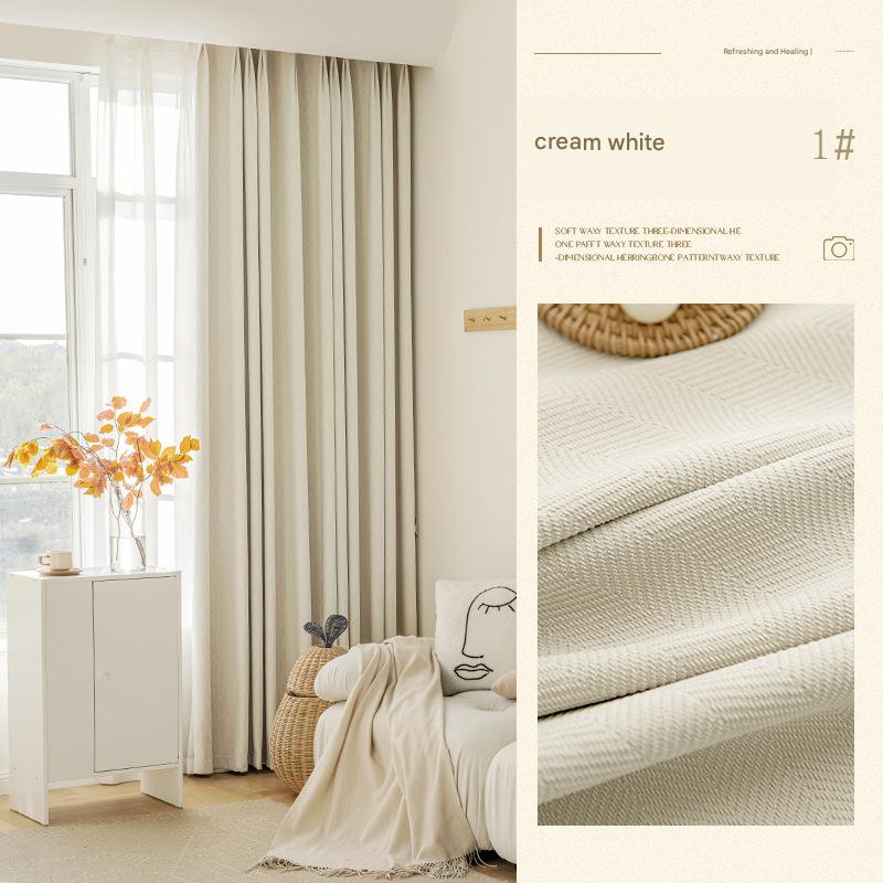 YL-36575 Herringbone Chenille Fabric Thickened Blackout Curtain Fabric New Bedroom Matcha Green Shaoxing Curtain Wholesale
