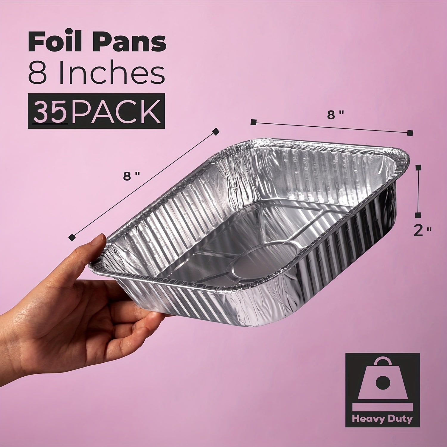 TEMU 35-pack Heavy-duty 8x8 Inch Square Baking Pans With Lids - Disposable Aluminum Baking Sheets With Tight-fitting Covers, For Oven, Air Fryer,