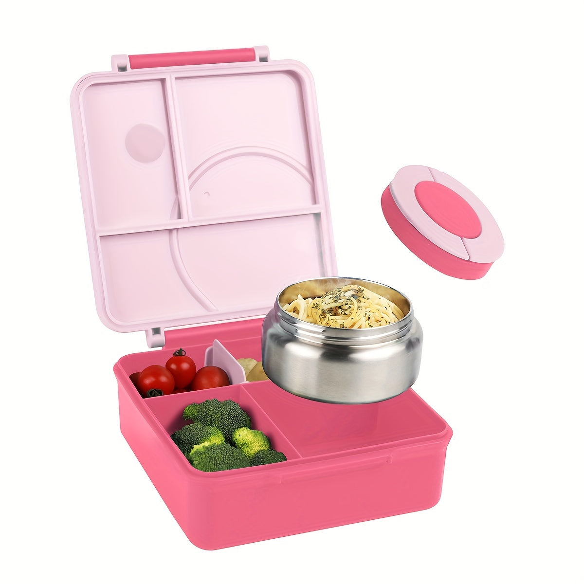 TEMU Stainless Steel Microwave Safe Cartoon Pattern Bento Box, Plastic, Square Shape, Manual, Portable Food Storage For Travel And Lunches