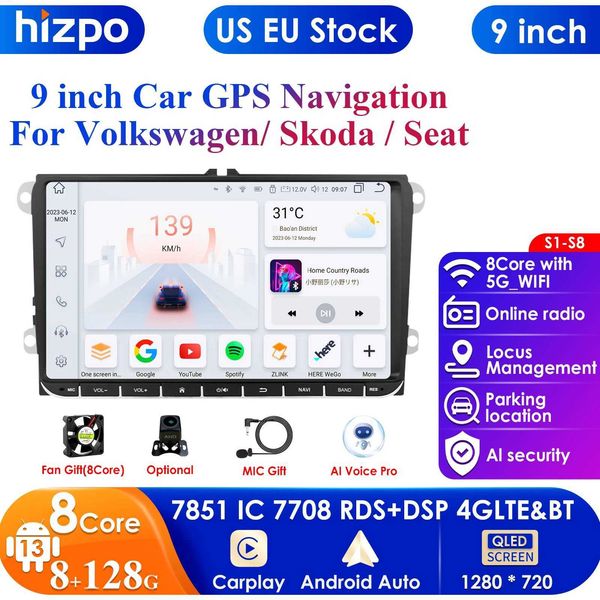 Other Electronics 2Din Android car radio suitable for Golf 5 6 Polo Pass B6 B7 CC Skoda Jetta Universal Music Carplay WiFi GPS navigation J2