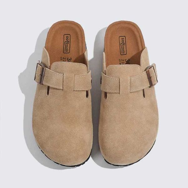 Slippers New Summer Cork Clogs Slippers Sandals Classic Soft Footbed Suede Sandals With Arch Support Adjustable Sandals H250207