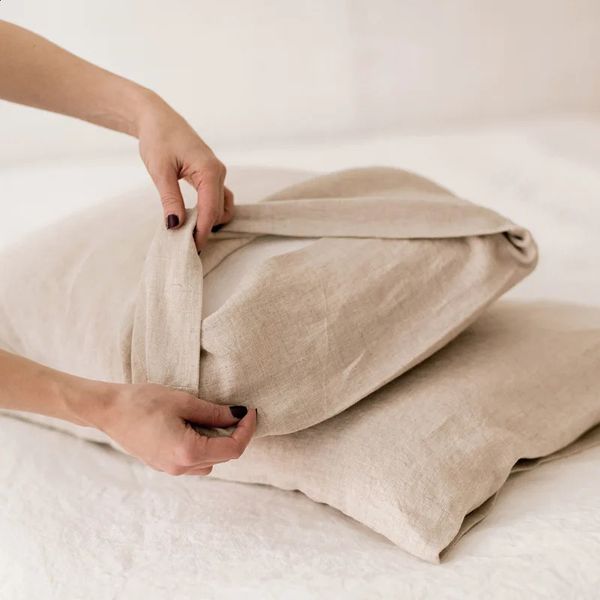 Solid color 100% solid color linen throw pillowcase European bedding customized size envelope cushion cover decorative pillowcase 240902