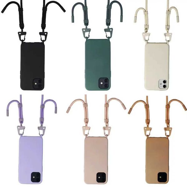 Luxury Cross System Rope Necklace Xou Chain Phone Case Suitable for iPhone 7 8 Plus XS XR 11 12 13 15 Pro Soft Back Rope Cover M241012