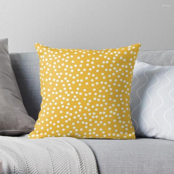 Pillow Retro Mustard Yellow And White Polka Dot Throw Sofa S Covers Cover Decorative