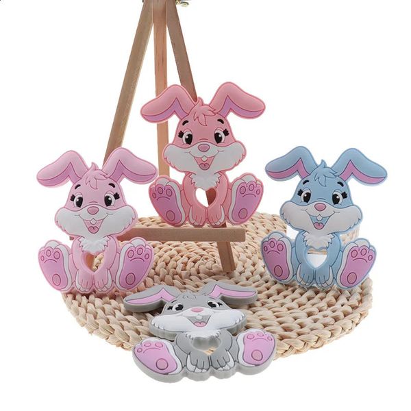 10pcs Rabbit Silicone Teether Baby Teether Food Grade Silicone Teether For Teeth Baby Health BPA Free Pacifier Accessories 250117