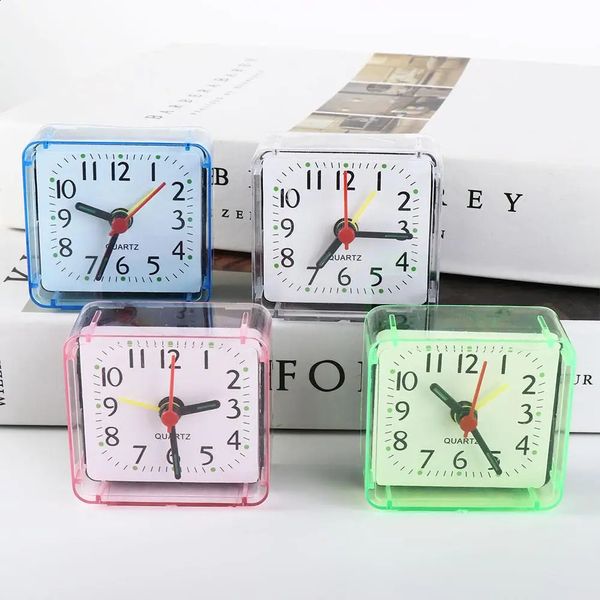 Mini Table Mute Clock Square Jelly Color Creative Alarm Clock 241210