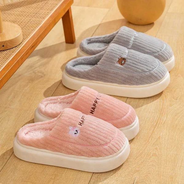 Winter Home Cotton Slippers for Womens Indoor Soft Sole Non slip Warm Not Tired Simple Couple Cotton Shoes for MenC241115