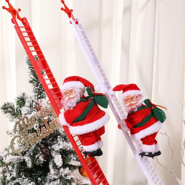 Christmas Decorations Santa Claus Doll Ornament Electric Climbing Ladder Christmas Toy With Music Decoration For Home Xmas Tree Hanging Deco