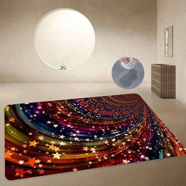 3D Visual Rainbow Color Star Print Bath Mats Super Absorbent Carpet For Bathroom Indoor Anti-slip Home Entrance Area Decor RugXJ240807