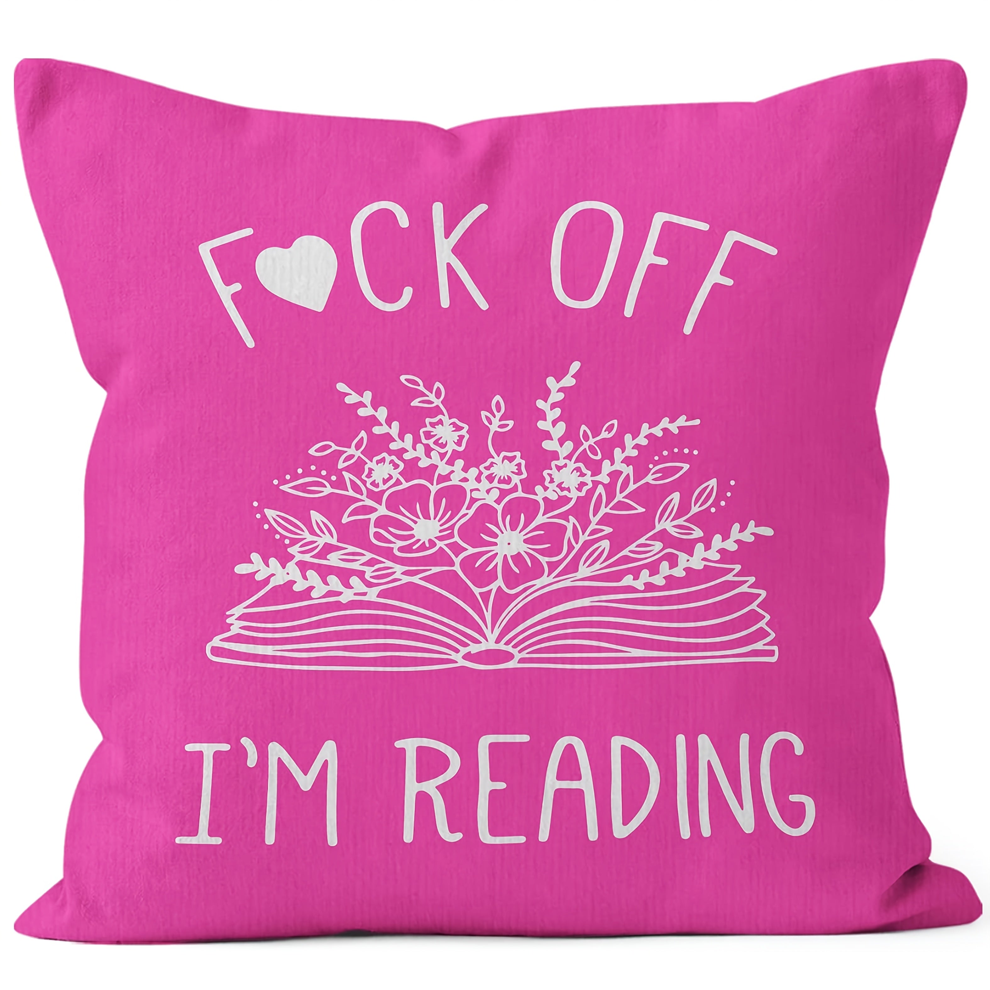 TEMU 1pc Contemporary Polyester Throw Pillow Cover With Zipper Closure, Machine Washable, Woven Decorative Book And Flowers Design, Pillowcase For