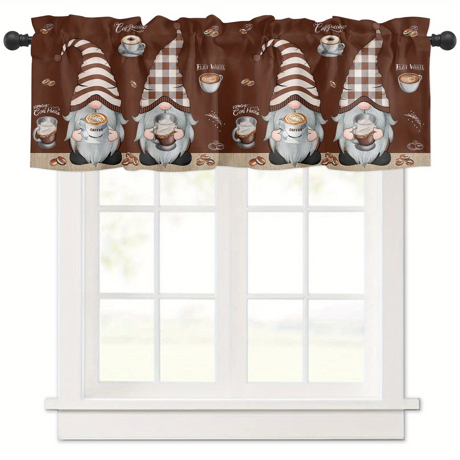 TEMU 1pc Coffee Filtering Decorative Window Topper Rod Pocket Short Window Curtain 54"x18" Suitable For Coffee Bar, Coffee Lover