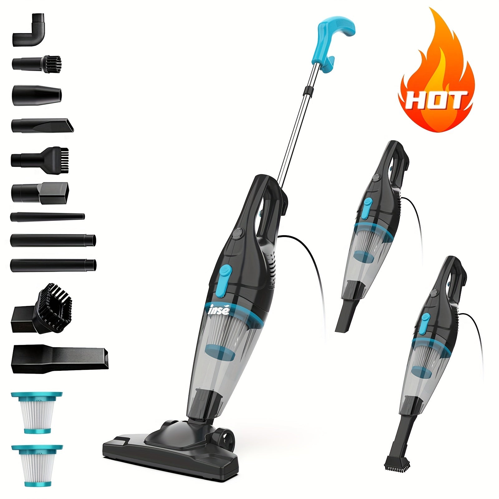 TEMU Inse R3s Corded Vacuum Cleaner, 400w High-performance Motor, 16kpa Strong , 9 Different Combinations, Can Flexibly Hair, Dirt, And Dust