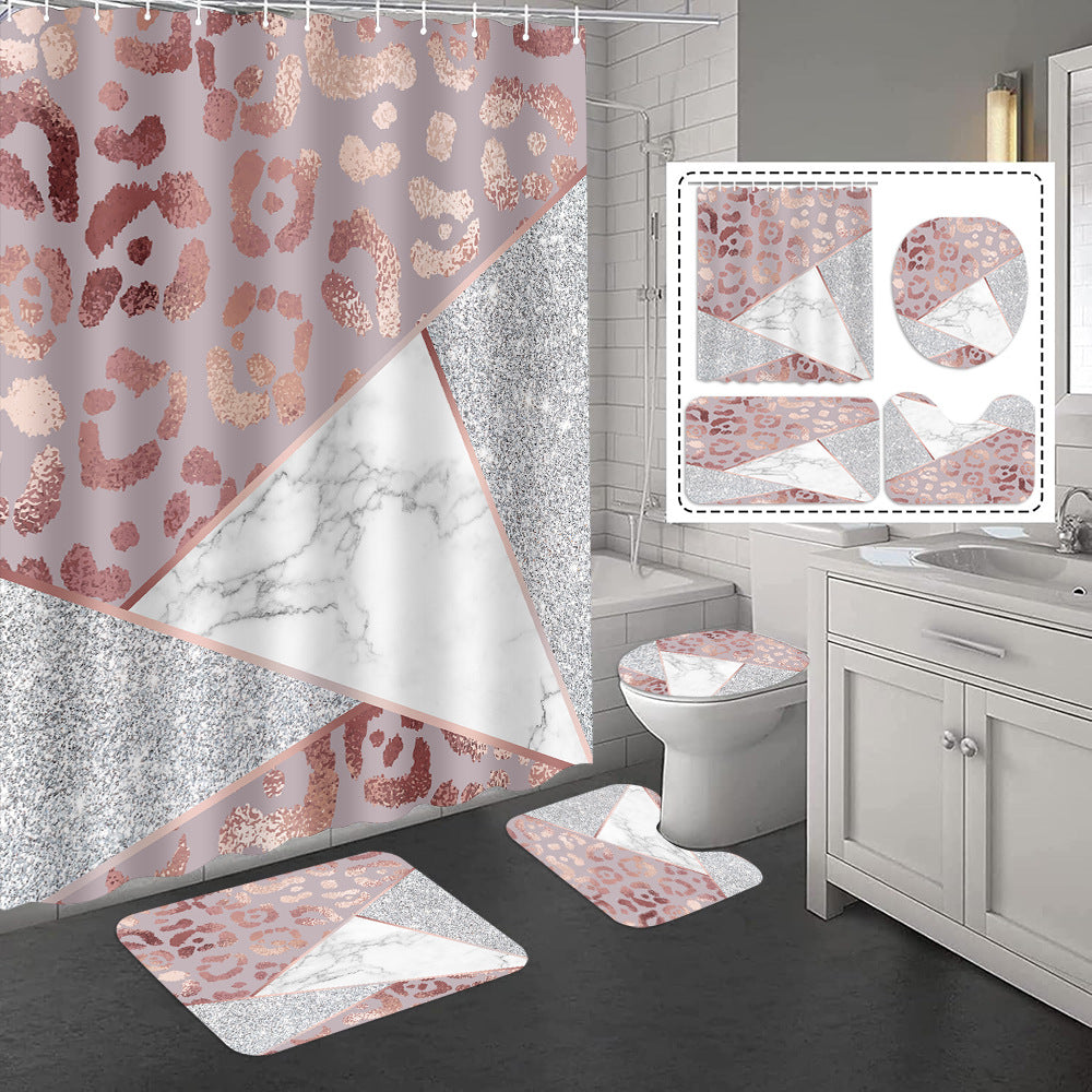 YL-37337 Hot selling shower curtain manufacturer Bomi digital printed polyester shower curtain non-slip mat set