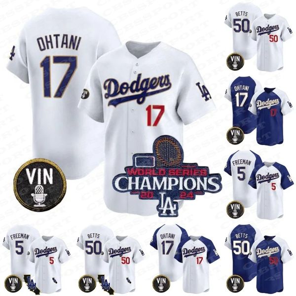 LA 2024 World Series Champion Dodgers Baseball Jerseys Shohei Ohtani Yoshinobu Yamamoto Will Smith Freddie Freeman Max Muncy Mookie Betts Pa