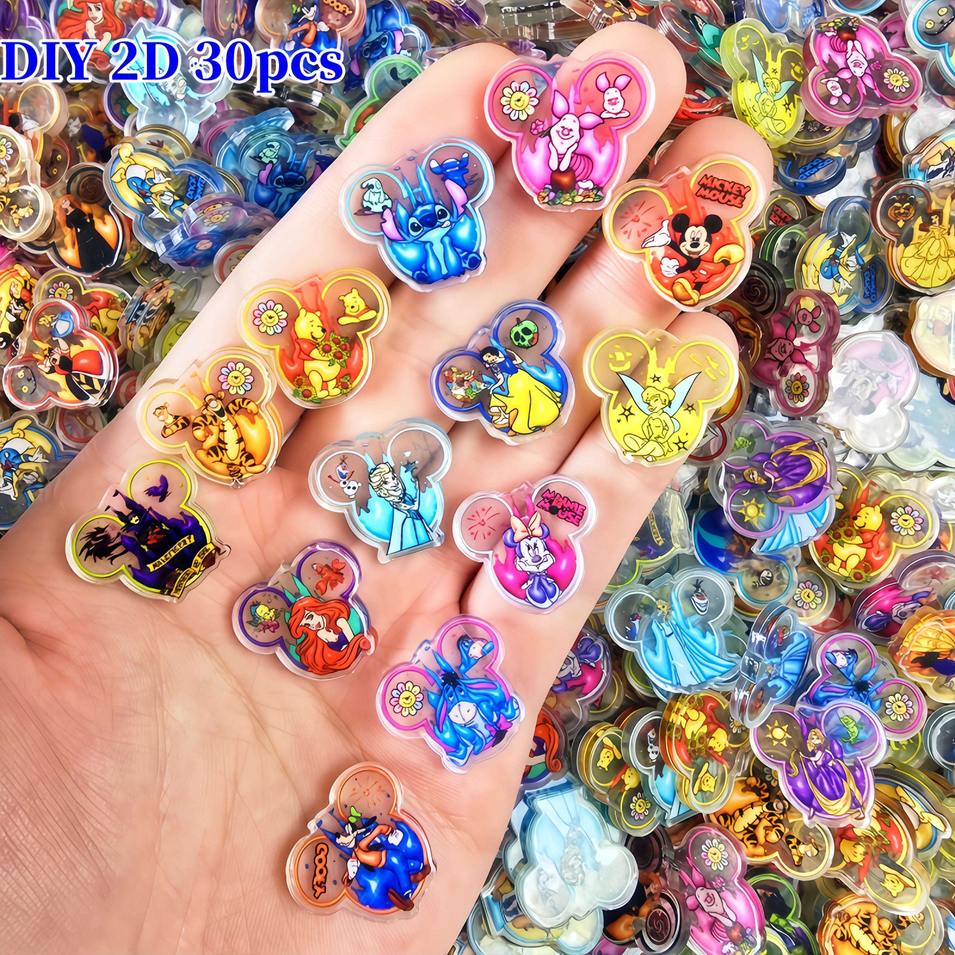 TEMU New Winnie The Princess 30pcs 50pcs Summer Pendants - Acrylic Charms Suitable For Keychains, Earrings, Bracelets, And Necklaces - Creative