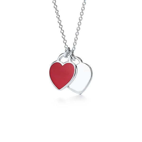 love necklace designer jewellery Stainless Steel Necklace Exquisite Double Heart Mini Pendant Fashion Necklace Choke Fashion Necklace Womens