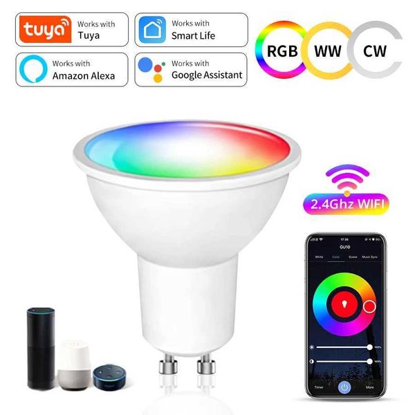 5W 7W 9W 220V 110V Tuya Smart WiFi GU10 LED Light Bulb Spotlight Alexa Light RGBCW Smart Life Application Control in Collaboration with Goog