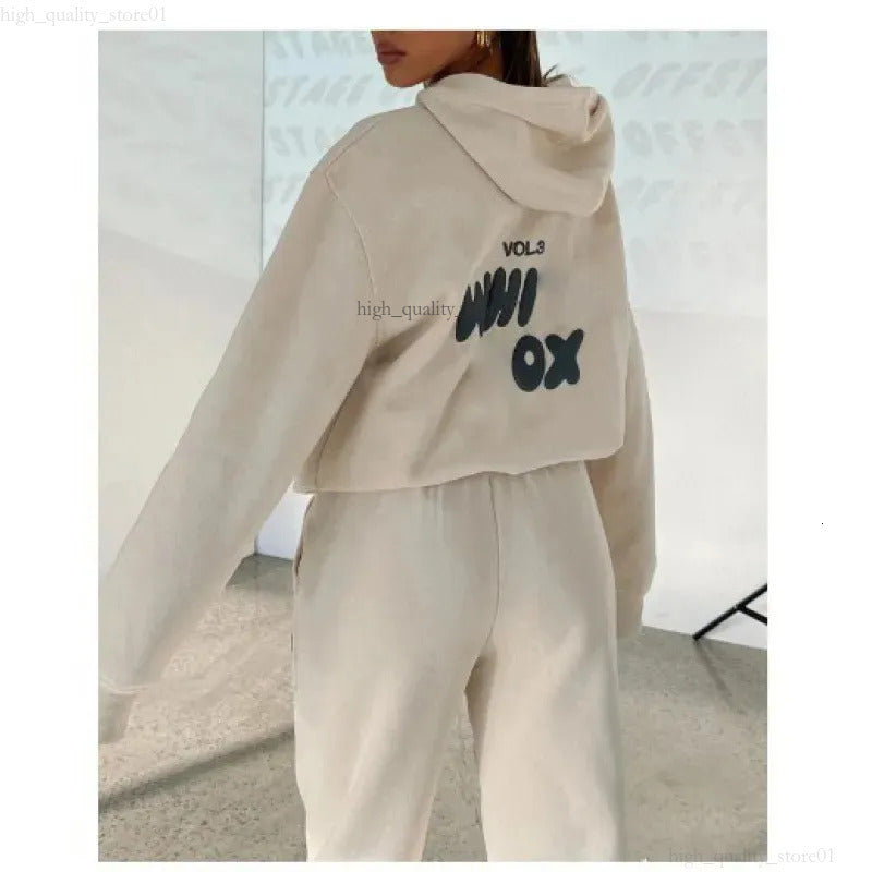 2025 Fashion Whitefoxsweatshirt Set New Hoodie Tracksuit Sets Clothing Set Women Spring Autumn Winter Fashionable Sporty Long Sleeved Ebb Fallow 642