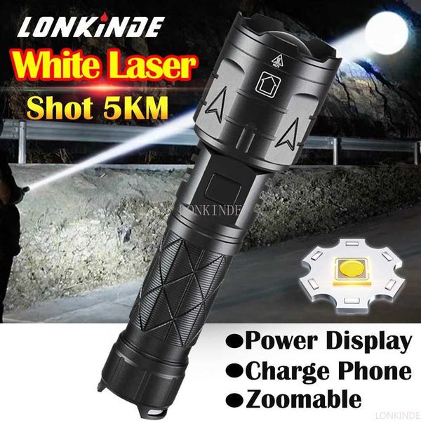 5KM long-distance GT10 white laser LED tactical flashlight 500000 high brightness C-type charging search spotlight W240902