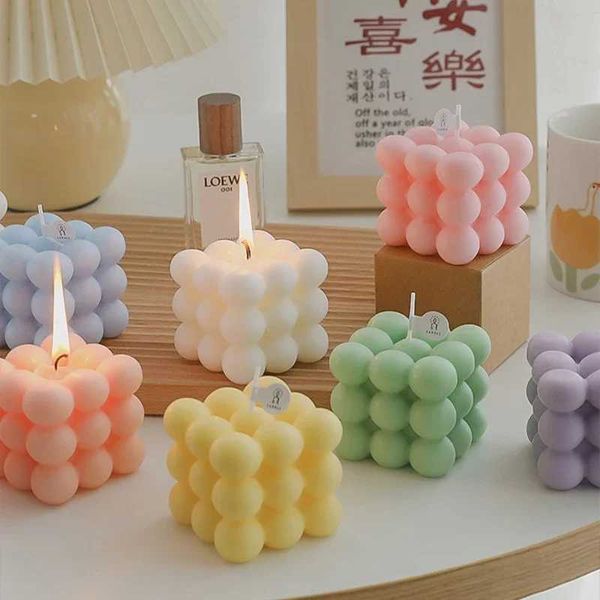 Magic Cube Candle Bubble Cube Candle Aromatic Soap Wax Wedding Birthday Party Home Decoration X241004