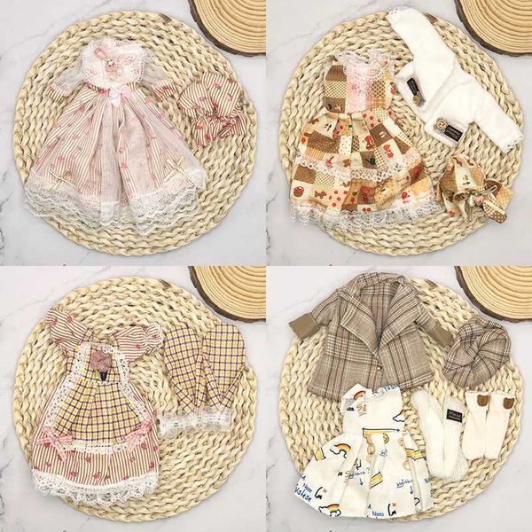 Full Set 1-6 Bjd Dolls Clothes 30cm Anime Kawaii Reborn Doll Skirt Hat Headdress Kids Dress Up DIY The Dollhouse Toys for Girls Y240731