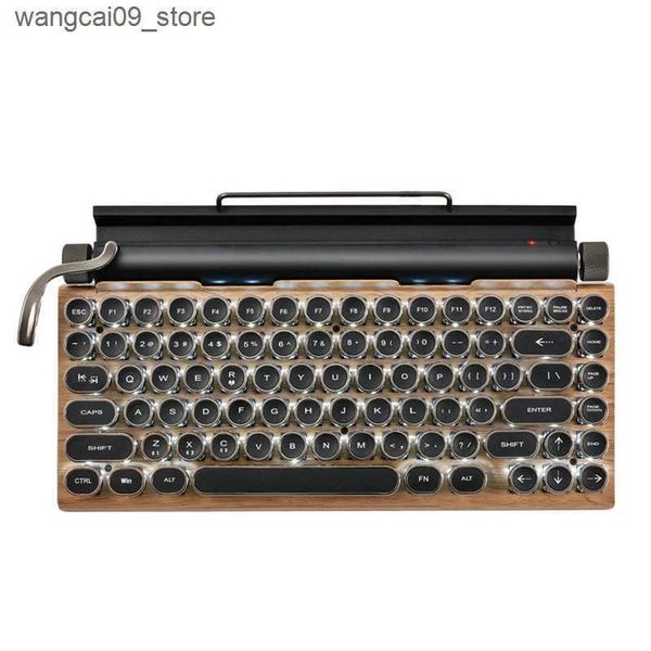 Keyboards Retro Typewriter Keyboard Wireless Bluetooth Mechanical Keyboards 83 Keys Computer Keyboard For Laptop PC Gaming J241218