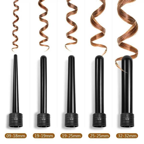Hair Curlers Straighteners 5-in-1 Curling Iron Multi functional Barrel Rotating Professional Salon Curler H241121